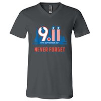 Never Forget September 11 2001 Memorial Day American Flag V-Neck T-Shirt