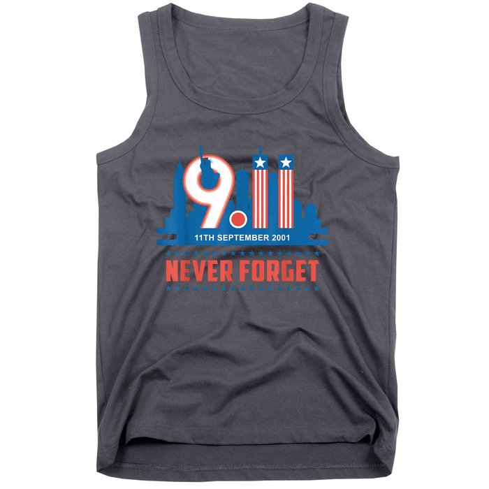 Never Forget September 11 2001 Memorial Day American Flag Tank Top