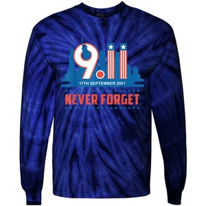 Never Forget September 11 2001 Memorial Day American Flag Tie-Dye Long Sleeve Shirt