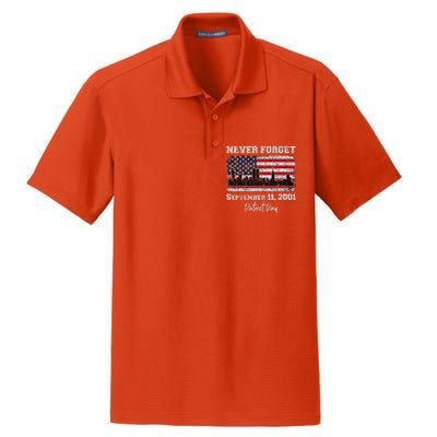 Never Forget September 11 2001 Memorial Day American Flag Dry Zone Grid Polo