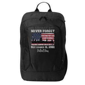 Never Forget September 11 2001 Memorial Day American Flag City Backpack