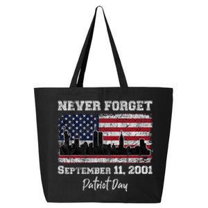 Never Forget September 11 2001 Memorial Day American Flag 25L Jumbo Tote