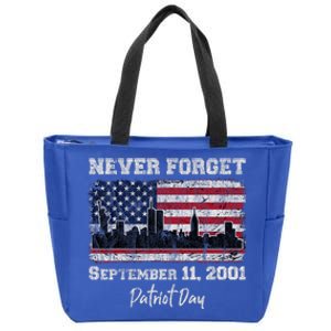 Never Forget September 11 2001 Memorial Day American Flag Zip Tote Bag