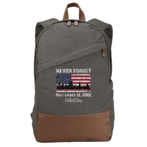 Never Forget September 11 2001 Memorial Day American Flag Cotton Canvas Backpack