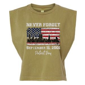 Never Forget September 11 2001 Memorial Day American Flag Garment-Dyed Women's Muscle Tee