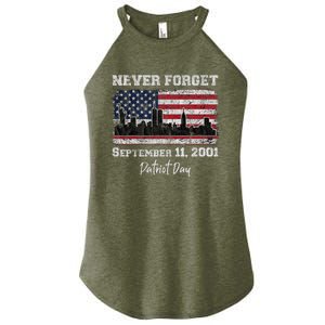 Never Forget September 11 2001 Memorial Day American Flag Women's Perfect Tri Rocker Tank