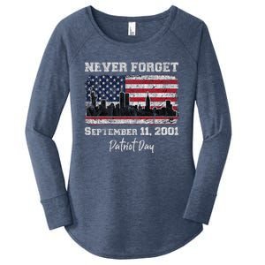 Never Forget September 11 2001 Memorial Day American Flag Women's Perfect Tri Tunic Long Sleeve Shirt