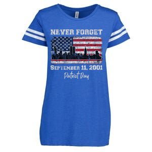 Never Forget September 11 2001 Memorial Day American Flag Enza Ladies Jersey Football T-Shirt