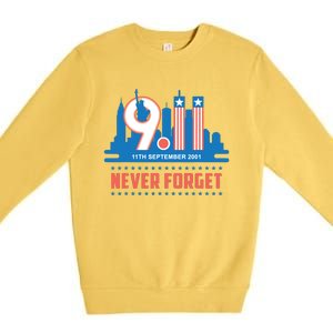 Never Forget September 11 2001 Memorial Day American Flag Premium Crewneck Sweatshirt