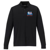 Never Forget September 11 2001 Memorial Day American Flag Performance Long Sleeve Polo