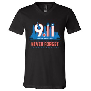 Never Forget September 11 2001 Memorial Day American Flag V-Neck T-Shirt