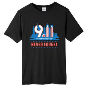 Never Forget September 11 2001 Memorial Day American Flag Tall Fusion ChromaSoft Performance T-Shirt