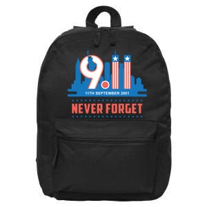 Never Forget September 11 2001 Memorial Day American Flag 16 in Basic Backpack