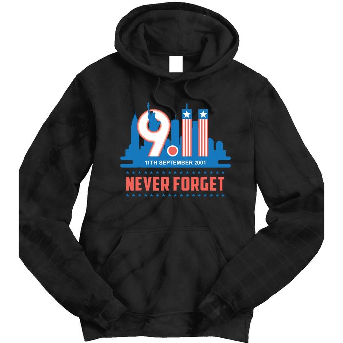 Never Forget September 11 2001 Memorial Day American Flag Tie Dye Hoodie