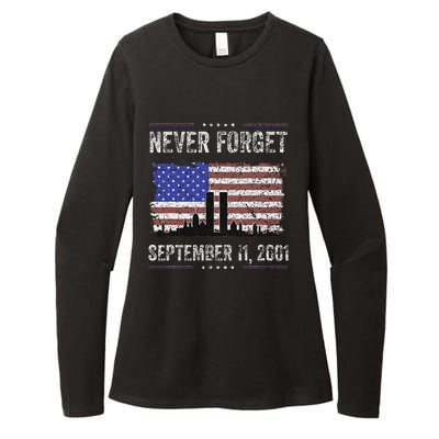 Never Forget September 11 2001 American Flag Womens CVC Long Sleeve Shirt