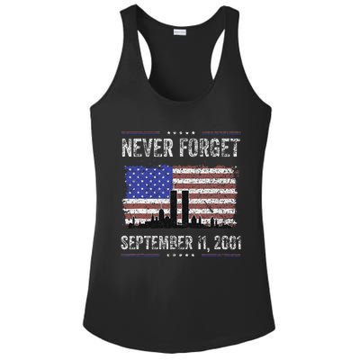 Never Forget September 11 2001 American Flag Ladies PosiCharge Competitor Racerback Tank