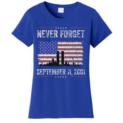 Never Forget September 11 2001 American Flag Women's T-Shirt