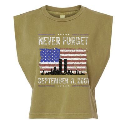 Never Forget September 11 2001 American Flag Garment-Dyed Women's Muscle Tee