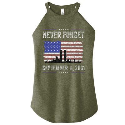 Never Forget September 11 2001 American Flag Women's Perfect Tri Rocker Tank