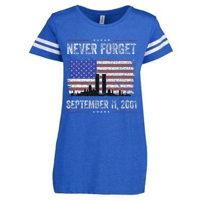 Never Forget September 11 2001 American Flag Enza Ladies Jersey Football T-Shirt