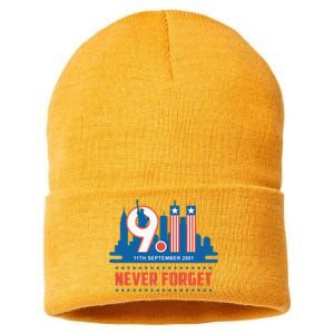 Never Forget September 11 2001 Memorial Day American Flag Sustainable Knit Beanie