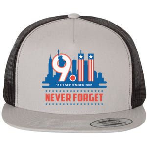 Never Forget September 11 2001 Memorial Day American Flag Flat Bill Trucker Hat