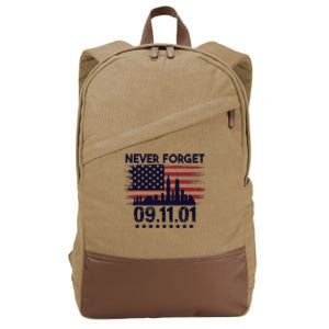 Never Forget September 11 2001 American Flag Cotton Canvas Backpack