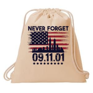 Never Forget September 11 2001 American Flag Drawstring Bag