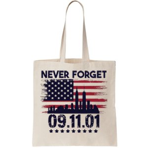 Never Forget September 11 2001 American Flag Tote Bag