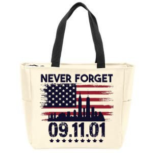 Never Forget September 11 2001 American Flag Zip Tote Bag