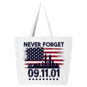 Never Forget September 11 2001 American Flag 25L Jumbo Tote