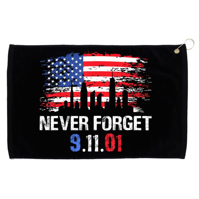 Never Forget September 11 2001 Memorial Day American Flag Grommeted Golf Towel