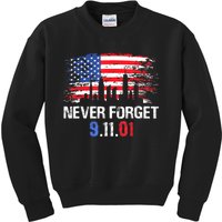 Never Forget September 11 2001 Memorial Day American Flag Kids Sweatshirt