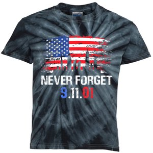 Never Forget September 11 2001 Memorial Day American Flag Kids Tie-Dye T-Shirt