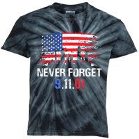 Never Forget September 11 2001 Memorial Day American Flag Kids Tie-Dye T-Shirt