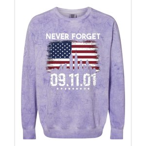 Never Forget September 11 2001 Memorial Day American Flag Colorblast Crewneck Sweatshirt