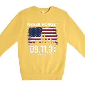 Never Forget September 11 2001 Memorial Day American Flag Premium Crewneck Sweatshirt