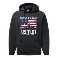 Never Forget September 11 2001 Memorial Day American Flag Performance Fleece Hoodie