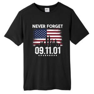 Never Forget September 11 2001 Memorial Day American Flag Tall Fusion ChromaSoft Performance T-Shirt