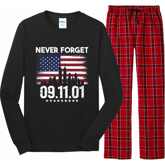 Never Forget September 11 2001 Memorial Day American Flag Long Sleeve Pajama Set