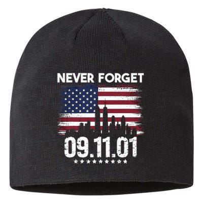 Never Forget September 11 2001 Memorial Day American Flag Sustainable Beanie