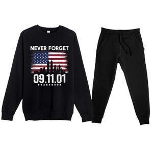 Never Forget September 11 2001 Memorial Day American Flag Premium Crewneck Sweatsuit Set