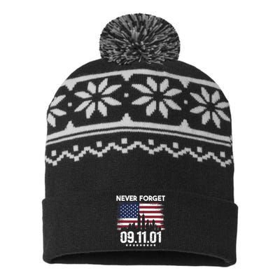 Never Forget September 11 2001 Memorial Day American Flag USA-Made Snowflake Beanie