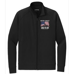 Never Forget September 11 2001 Memorial Day American Flag Stretch Full-Zip Cadet Jacket