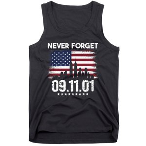 Never Forget September 11 2001 Memorial Day American Flag Tank Top