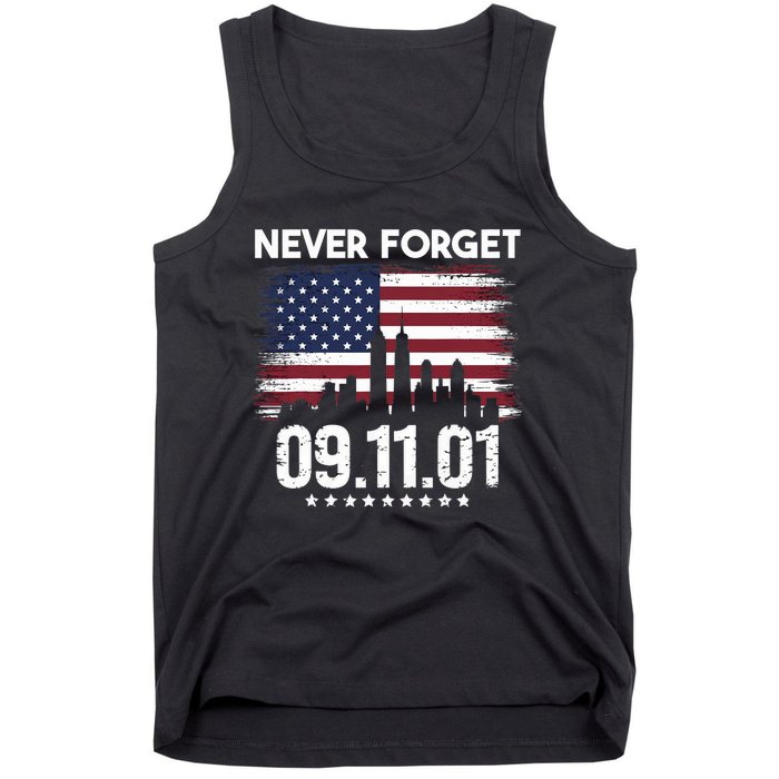 Never Forget September 11 2001 Memorial Day American Flag Tank Top