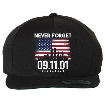 Never Forget September 11 2001 Memorial Day American Flag Wool Snapback Cap