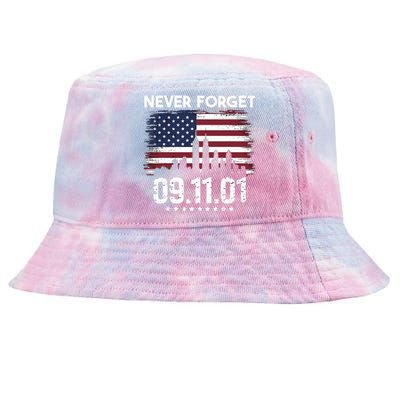 Never Forget September 11 2001 Memorial Day American Flag Tie-Dyed Bucket Hat