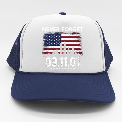 Never Forget September 11 2001 Memorial Day American Flag Trucker Hat