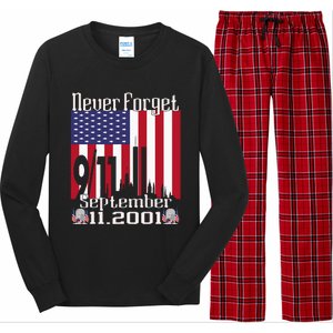 Never Forget September 11 2001 American Flag Long Sleeve Pajama Set